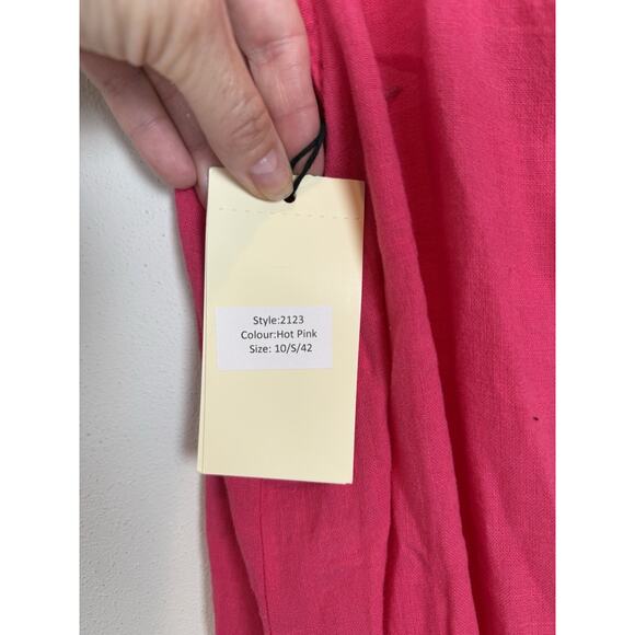 Terzo Millennio Made In Italy 100% Linen Pink Ruffle Hem Dress Size Small NWT - Picture 6 of 10